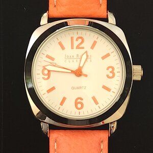 Joan Rivers Classics Collection Women's Watch Silver Tone Coral Leather